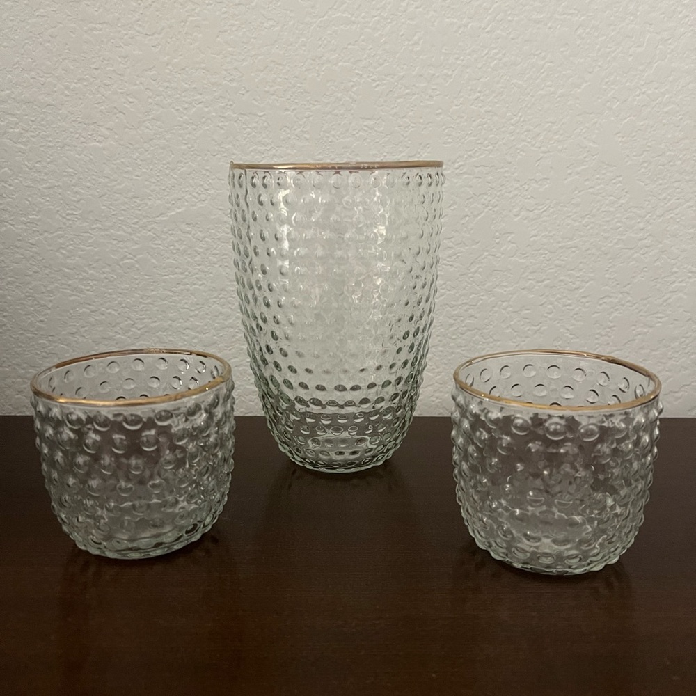 Set of Anthropologie Clear Decorative Vases (3)